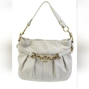 Coach Hampton Hobo Bag – White Leather with Gold Hardware, Shoulder Purse